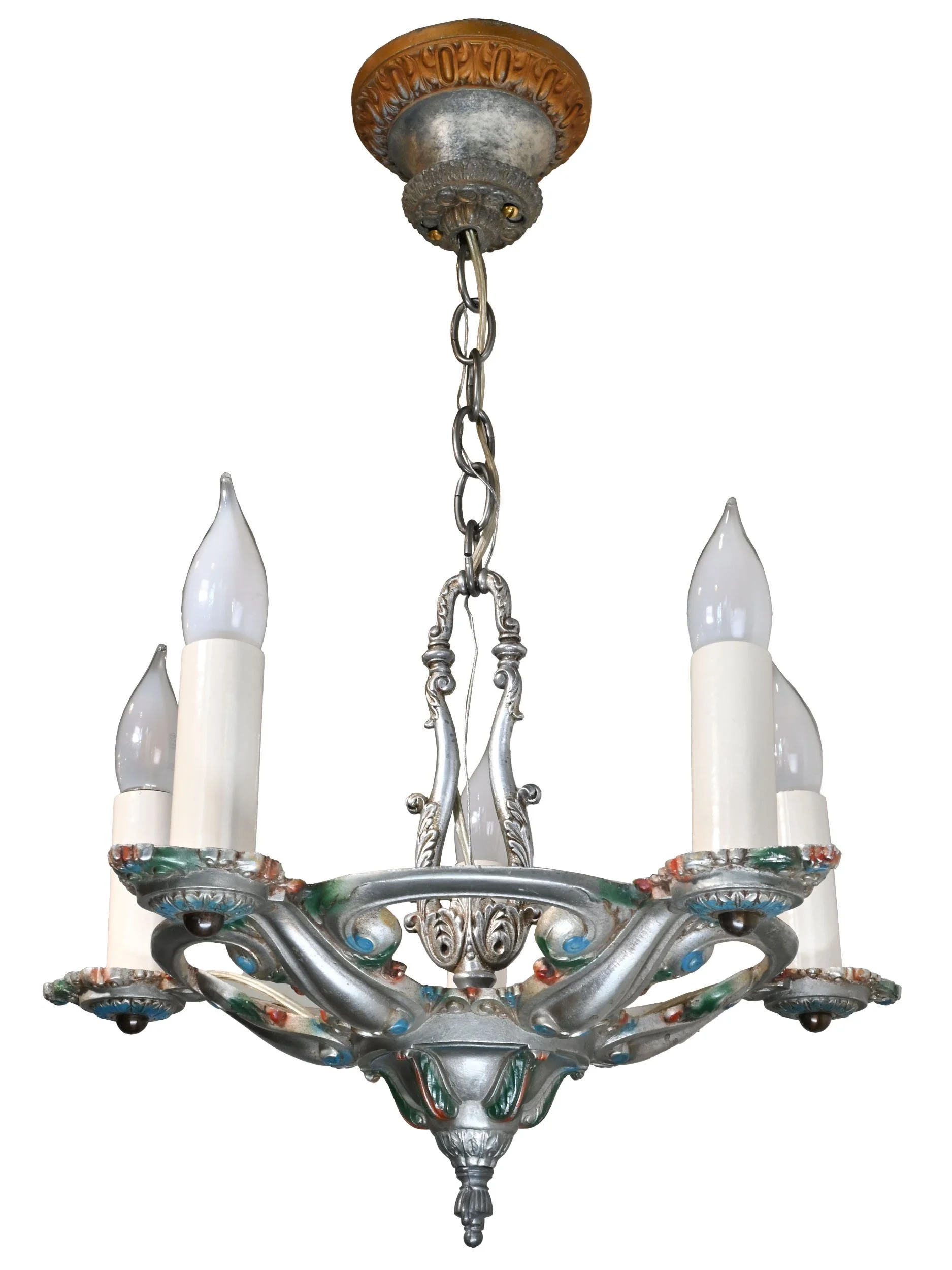 moe bridges 5 candle bronze tudor chandelier — Architectural Antiques